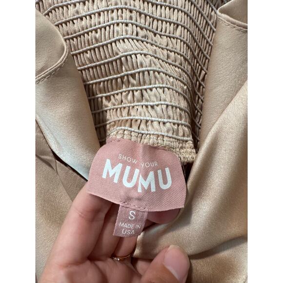 Show Me Your MuMu Claire Midi Dress Small Champagne - Picture 8 of 9